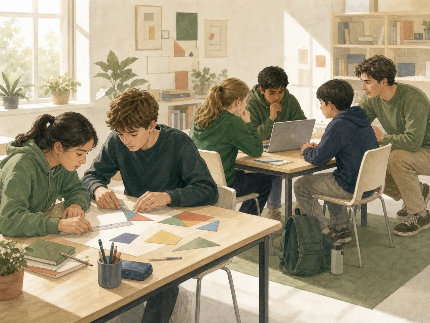 Students collaborating during a maths holiday camp.